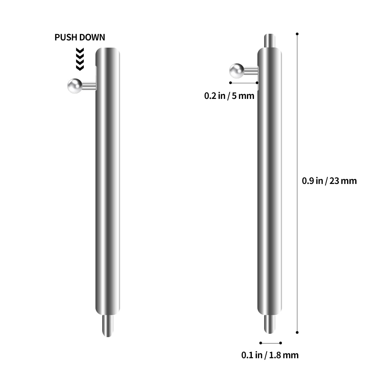 SAIPRUS Heavy Duty Needle 6-Piece Stainless Steel Needle Quick Release Spring Needle Diameter 1.8mm(20mm)