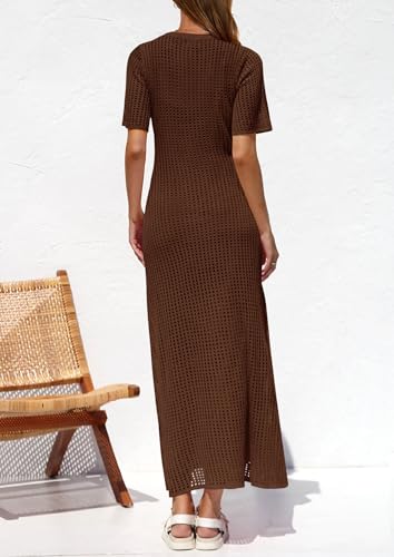 Image of PRETTYGARDEN Womens Eyelet Crochet Maxi 2 Piece Dress Sets