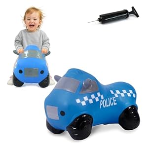 Jamara 460455 Police Truck met pomp, tot 50 kg, bevordert het evenwichtsgevoel en de motorische vaardigheden, robuust en resistent, onderhoudsarm, blauw