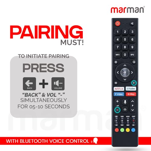 Image of marman Compatible with BPL TV Remote Control Model 43F-A4300 Suitable for Smart 4k HD LED QLED Android televisions with Bluetooth Voice Command and Google Assistant - Pairing Must