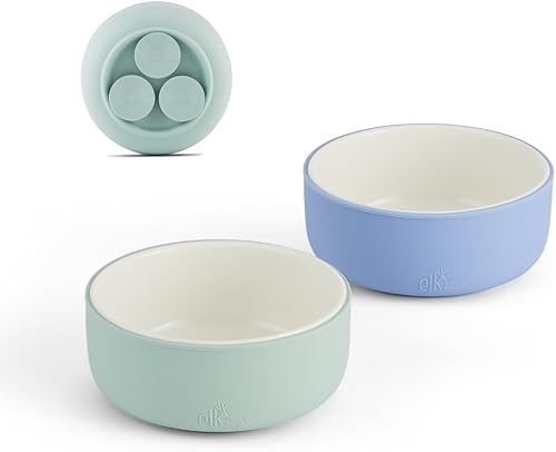 Miniatura 12 de Elk and Friends Juego de cuencos de porcelana para niños con funda de silicona | Alimentación para niños/bebés/pequeños | Apto para microondas y