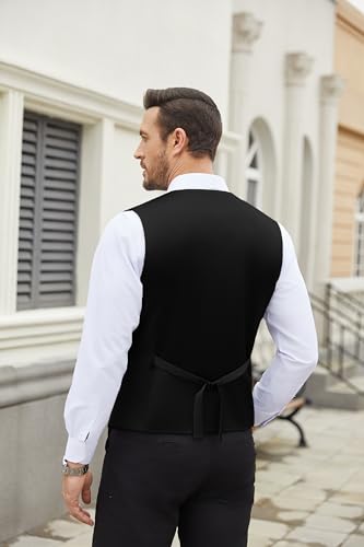 COOFANDY Men's Suit Vest Slim Fit Business Formal Waistcoat Casual Dress Vest3