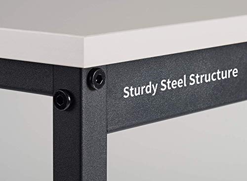 Image of Cubiker Computer Desk, Home Office Writing Study Desk, Modern Simple Style Laptop Table with Storage Bag (47.2, White)