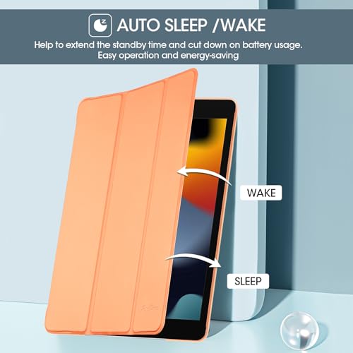 Image of ProCase for iPad 9th / 8th / 7th Generation Case 10.2 Inch (2021 /2020 /2019 Release), 10.2 iPad Case 9th / 8th / 7th Gen Cover, Slim Smart Cover with Translucent Hard Shell Back -Orange | Protective Smart Case Cover Compatible with 10.2 Inch iPad 9 /8 /7