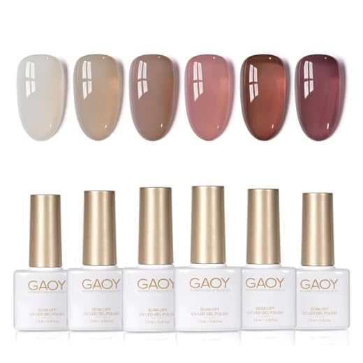 GAOY Jelly Milky White Gel Nail Polish Set, 6 Translucent Sheer Maroon UV Gel Polish Colors for Nail Art Home DIY Gel Nail Manicure Kit