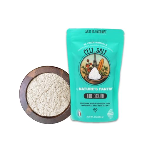 Celt Salt Fine Ground 1 lb (16 oz) | Organic, All-Natural, Hand-Harvested & Unrefined Celtic | Rich in 82 Minerals & Electrolytes | French Sea Salt for Culinary Use | 300+ Servings | Nature's Pantry