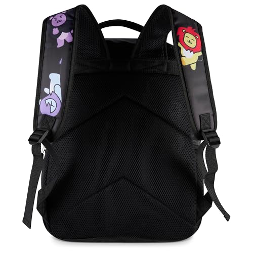 Image of AI ACCESSORY INNOVATIONS K-Pop Demon Hunters Chibi Saja Boys 16 inch Backpack for Girls, Featuring Jinu, Abby, Mystery, Romance, & Baby, Saja Rubber Molded Bag Charm, Saja Boys
