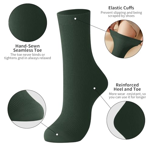 Image of J-BOX 10 pairs Crew Socks for Women Knit Ribbed Cotton Socks Running Athletic