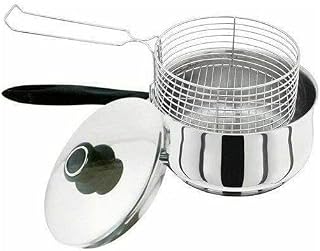 Nobel Stainless Steel Chip Pan with Basket And lid -Silver 20 cm-3 Litre