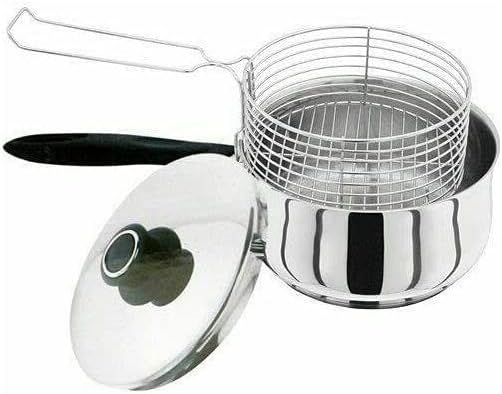 Nobel Stainless Steel Chip Pan with Basket And lid -Silver 20 cm-3 Litre