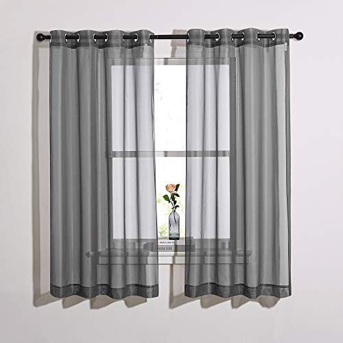 Image of NICETOWN Transparent Sheer Curtains Panels - Voile Window Curtain Drapes with Grommet for Bedroom & Kitchen & Dining Room (54 inch W x 63 inch L, Dark Grey, 2 Panels)