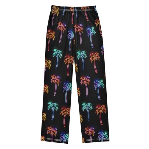 ALAZA Palm Tree Neon Black Pajama Lounge Pants Long Sleep Pajama Bottoms with Pockets2