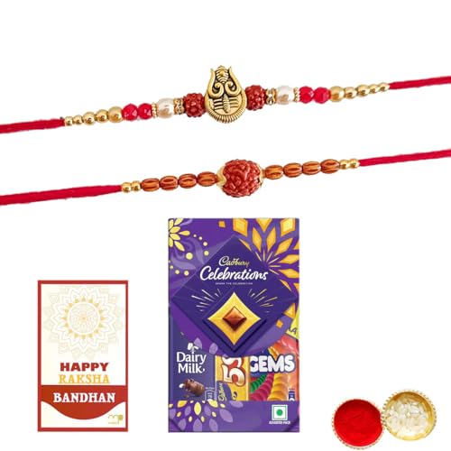 Image of Maalpani Chocolates and Set of Two Rakhis for Brother - Rakhi for Celebration Rakshabandhan