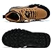 EGGDK Men's Genuine Leather Anti-Collision Anti-Slip Hiking Boots Comfort Round Toe Lace-Up Platform Increase Casual Ankle Boots Outdoor Warm Fur Lined Winter Fashion Boots (Brown Velvet,10,10)