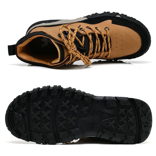 Men's Genuine Leather Anti-Collision Anti-Slip Hiking Boots Comfort Round Toe Lace-Up Platform Increase Casual Ankle Boots Outdoor Warm Fur Lined Winter Fashion Boots3