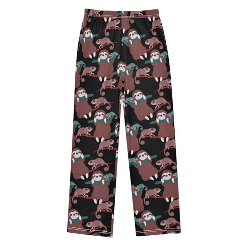 ZZXXB Sloth Chamelon Boys Long Pants Soft Trousers Elastic Waist Kids Lounge Bottoms with Pockets S-XL