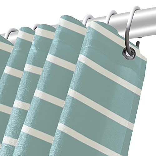 Rideau de douche à rayures vertes et blanches imperméable avec crochets de bain - 6