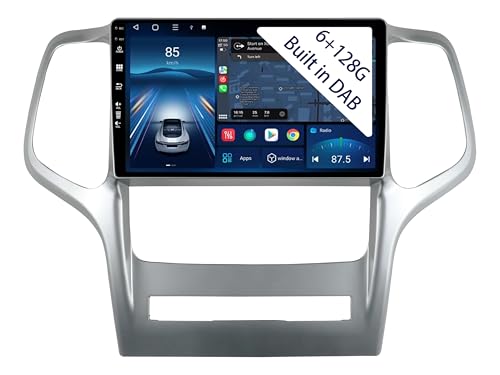 【6+128GB Dab Integrado】 Autorradio Android 15 de 9 Pulgadas Radio para Jeep Grand Cherokee WK2 2008-2013 Carplay Car Play inalámbrico Navi Pantalla Navegación Reproductor Estéreo Pantalla táctil