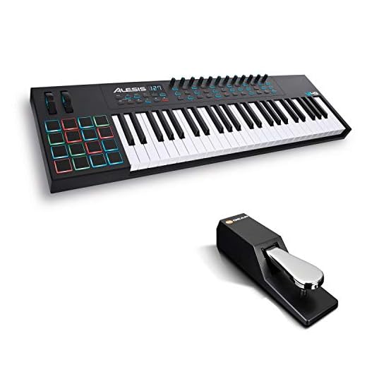 Alesis VI49 + M-Audio SP-2 - Teclado Controlador MIDI USB de 49 Teclas, Pads, Mandos y Botones Asignables, Salida MIDI 5 Puntas y paquete de software + Pedal de sostenido universal de estilo piano