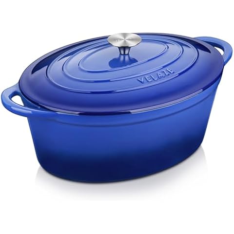 Velaze 7.5 QT Enameled Oval Dutch Oven Pot Cover