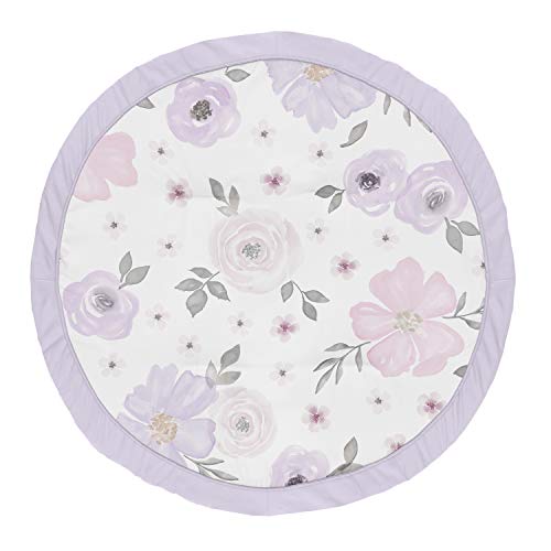 Image of Sweet Jojo Designs Lavender Purple, Pink, Grey and White Shabby Chic Playmat Tummy Time Baby and Infant Play Mat for Watercolor Floral Collection - Rose Flower