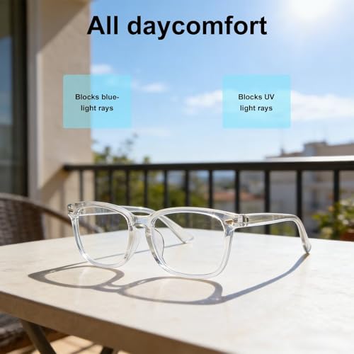 Image of Clear Blue Light Glasses for Women and Men, Fashionable Square Frame Glasses with Anti Glare Protection