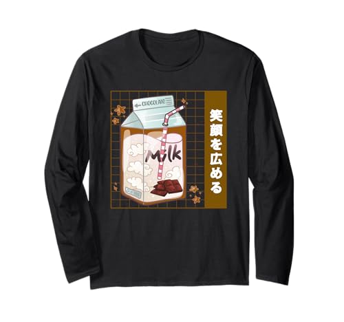 Chocolate Milk Carton 90s Giapponese Otaku Stylish Aesthetic Maglia a Manica