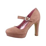  Elara Damen High Heels Spangen Pumps Riemchen Chunkyrayan E22317 Nude-41