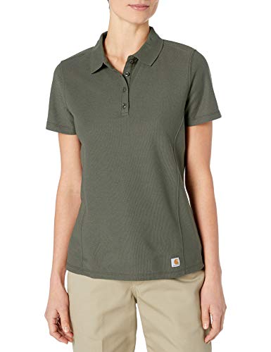 Carhartt Women's Contractor's Short Sleeve Work Polo, Moss, X-Large
