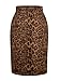 Ezcosplay Women Faux Suede Leopard Pencil Skirt Knee Length High Waisted Cheetah Print Bodycon Midi Skirts