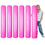 JarThenaAMCS 6Pcs Pool Inflatable Sticks Pink Pool Noodles Large PVC Water Toy for Summer Swimming Pool Beach Lake Party Supplies, 36.6 x 5.1 Inch
