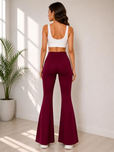 Image of Women's High Waist Bell Bottom Pants | Stretchable Flared Leggings for Women | Soft Comfortable Yoga Pants | Bootcut Gym, Casual Trousers