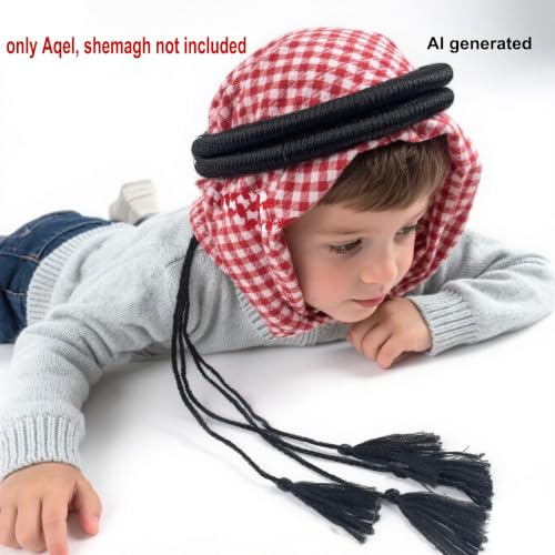 Image of PENINSULA LOVE Men Arab Shemagh keffiyeh Scarf Muslim Turban Middle East Desert Hijab Head Wrap Shemagh with Aqel Rope 54x54