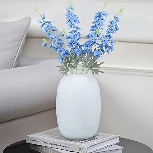 Ferial BLUE FEIYAN GRASS ARTIFICIAL FLOWER Blue Silk Larkspur Flowers 4Pcs Artificial Delphinium Faux Snapdragon Long Stem Fake Plant Spray Arrangement thumb #3