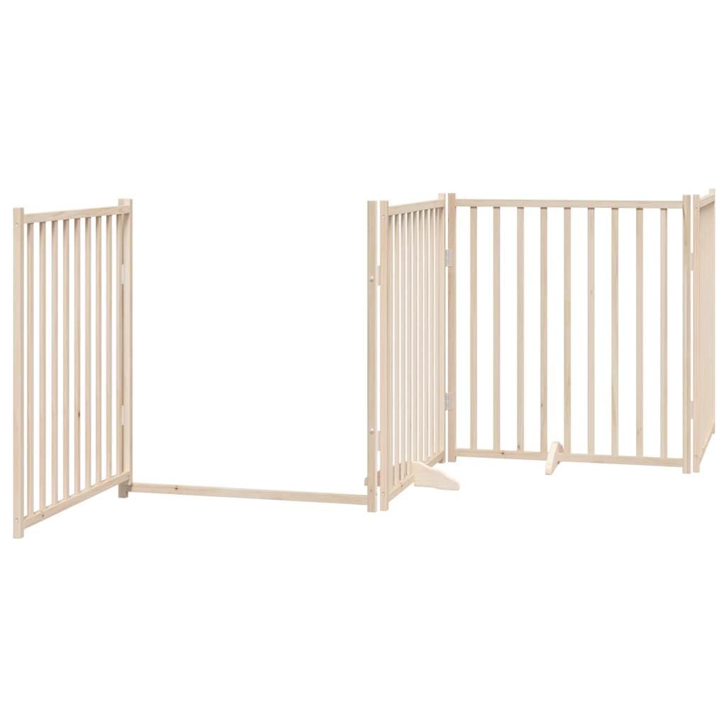 Homgoday Barrera para Perros,Barrera de Seguridad para Perros Mascotas,Puerta Seguridad Perros Puerta para Perros Plegable 8 Paneles Madera de álamo 640 cm