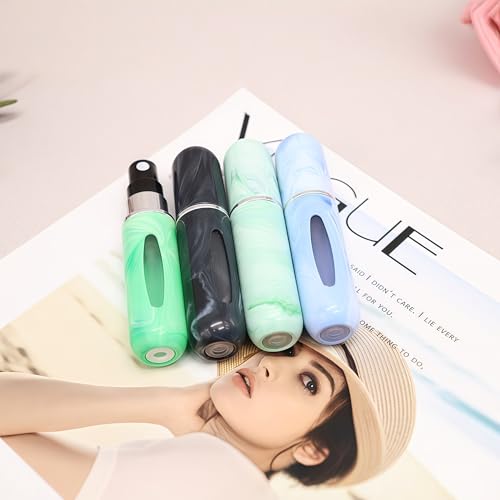 5ML Travel Perfume Bottle Refillable, 4PC Mini Perfume Refillable Bottle, Fill from Bottom Travel Perfume Bottle for Traveling and Outgoing (Blue- white-black-gray)3