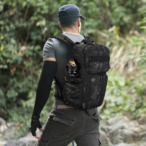 Image of HUNTVP Tactical Backpack for Men 35L Military Backpack MOLLE 1000D Army Daypack 3 Day Bug Out Bag for Work Camping Hiking Outdoor, Camo