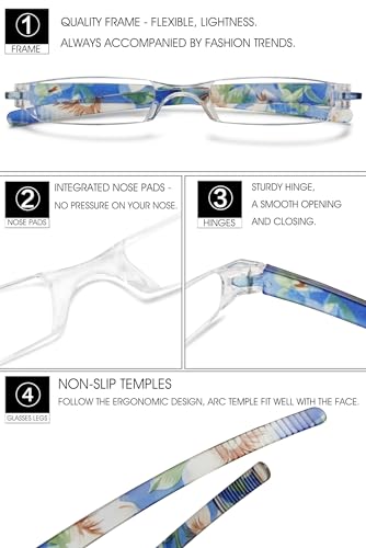 VEVESMUNDO Rimless Reading Glasses Women Retro Designer Readers with Floral Case (1 pcs Matt Orchid, +3.5) - Image 4