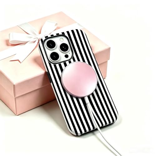 Image of for iPhone 13 /14 Case Cute Phone Case,Compatible with MagSafe,Dual Layer Shockproof Protective Phone Cover,Hard Shell + Silicone Cover,Fashion Design for Women Girls,Striped Black