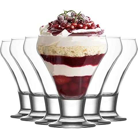 Ice Cream Bowls Set of 6, Ice Cream Sundae Dessert Glass Bowl Set, Dessert Cup 6 PCs, Glass Serving Bowls Set of 6, Sundae Fruit Trifle Dishes Dessert Pudding Serving Glass Bowl Set (305ML- PLAIN) Cover