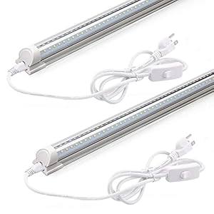 Barrina LED Shop Light 2ft, 20W 2500LM 6500K, T8 LED Light Fixture, Clear Cover, Ceiling and Utility Linkable Tube Lights for Room, Garage, Workbench, Warehouse, 2-Pack