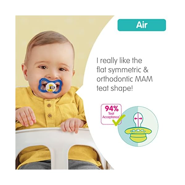 MAM Air Schnuller 6+ Monate (2 Stück), Baby Schnuller mit sterilisierender Reiseetui, Baby Essentials, Blau und Creme… – Bild 6