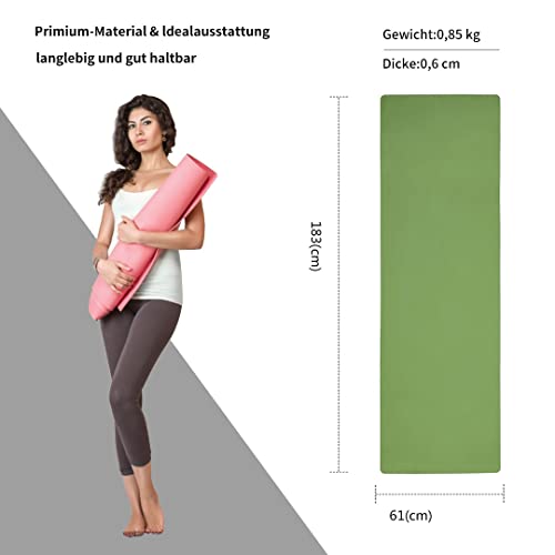 Good Nite Yoga Mat Gymnastics Pilates Exercise Mat for Women Non-Slip Thick 6mm with Carry Strap Tpe 183 x 61 x 0.6cm - Image 3