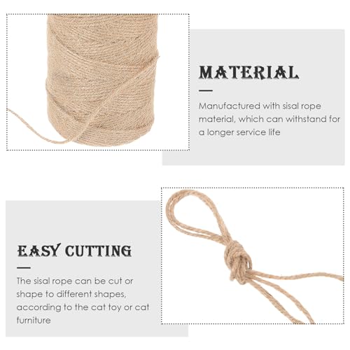 Cuerda de sisal natural para rascador de gatos 1 rollo miniatura 3