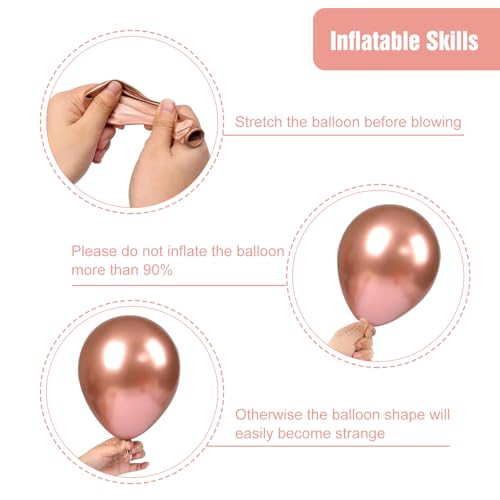 Image of RUBFAC 135pcs Rose Gold Balloons Different Sizes 18 12 10 5 Inches, Latex Balloon Garland Arch Kit for Birthday Party Valentine's Day Baby Shower Graduation Wedding Holiday Decoration