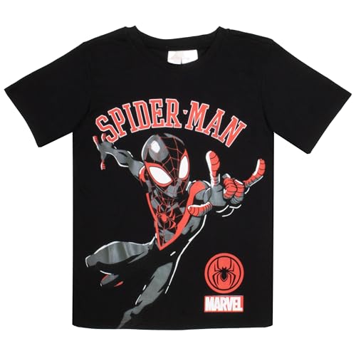 Image of Marvel Spider-Man Miles Morales Boys Short Sleeve T-Shirt and Shorts Set, 2-Piece Superhero Outfit for Kids