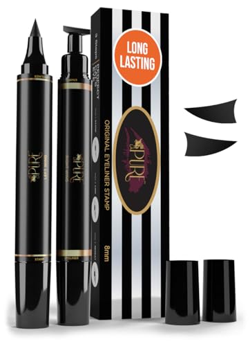 LA PURE Waterproof Eyeliner Stamp - 2 Wingliner Black Make Up Pens, Vamp Style Wing, Smudgeproof & Sweatproof, Perfect Cat Eye Look, Winged Long Lasting Liquid Liner Pen, Eyeshadow, No Dipping