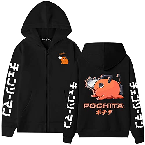 westtrend Chainsaw Man Pochita Sweat à Capuche zippé Unisexe Anime imprimé Graphique Pull Chainsaw Man Cosplay Pochita Sweat à Capuche Cover