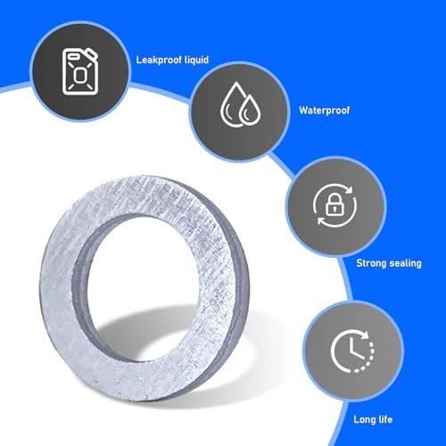 Image of 50PCS Oil Drain Plug Washer, 14 mm Oil Drain Plug Gasket, Aluminum Engine Crush Washer, Compatible with Honda, Acura, Accord, Civic, Ridgeline, Replaces for OEM 94109-14000