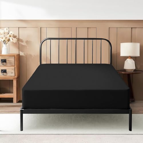 Full Fitted Sheet 54x75 6" Pocket 600 TC 100% Egyptian Cotton Black